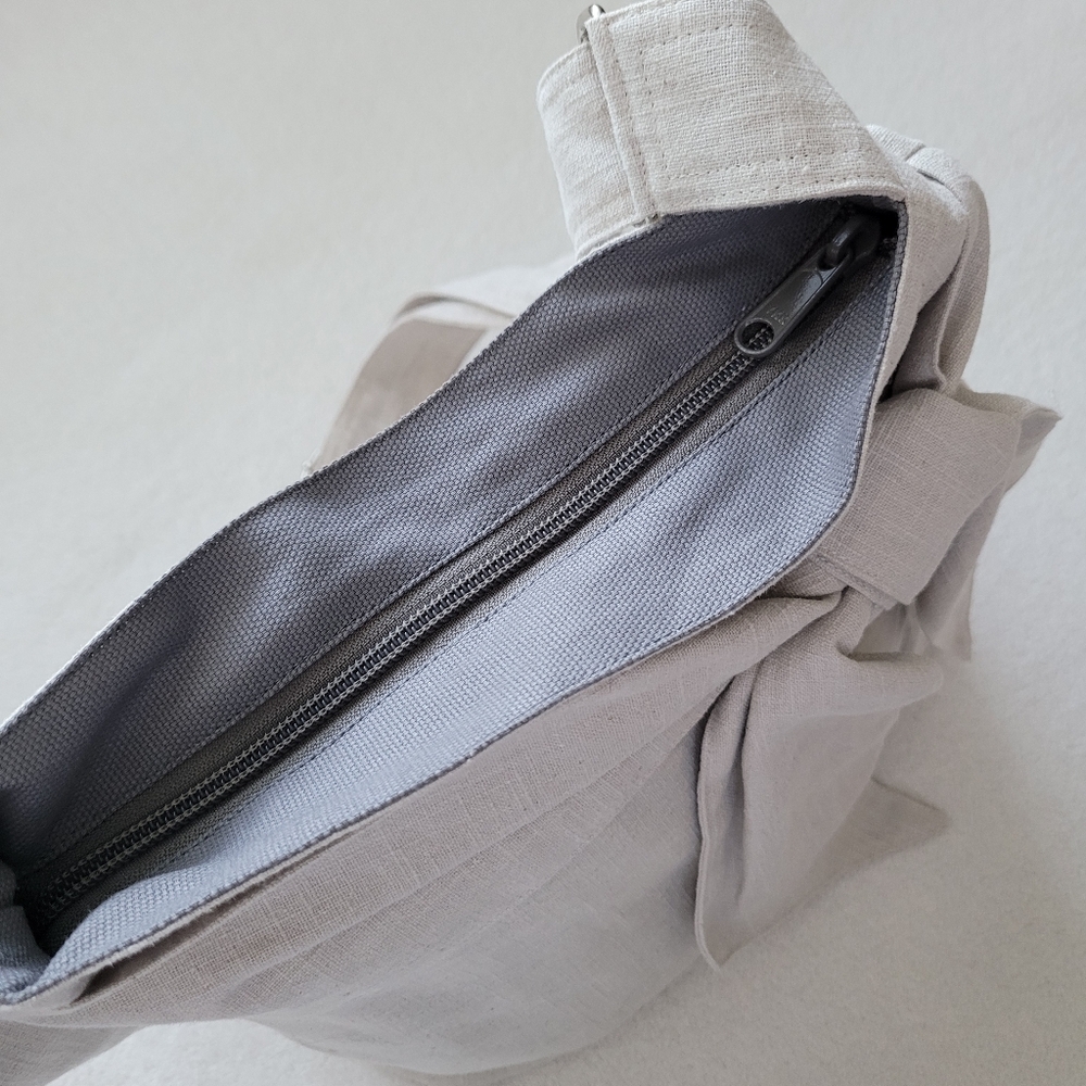 TippyThai | Cotton Twill Crossbody / Shoulder Bag NWOT natural color w/Bow - Picture 13 of 16